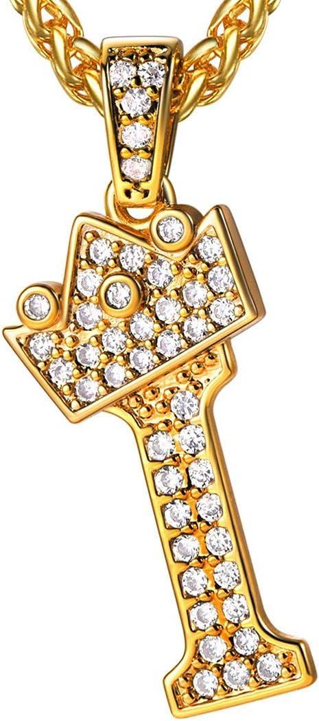 imageU7 Crown Initial Necklace Men Women Bling Diamond AZ 09 Letter Pendant with Wheat Chain SilverBlackGold Plated CZ Alphabet Number Hip Hop Jersery for Father Husbanda Gold