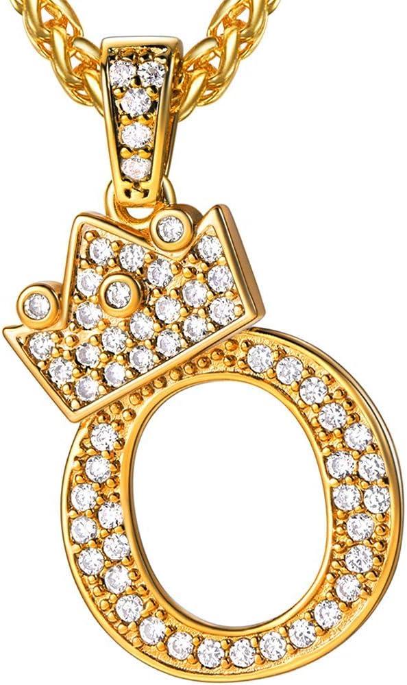 imageU7 Crown Initial Necklace Men Women Bling Diamond AZ 09 Letter Pendant with Wheat Chain SilverBlackGold Plated CZ Alphabet Number Hip Hop Jersery for Father Husbanda Gold