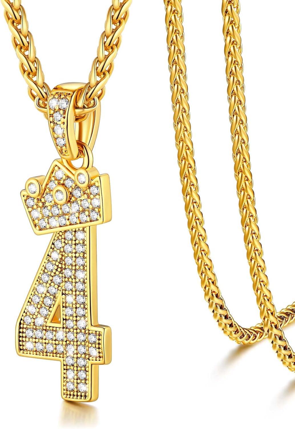 imageU7 Crown Initial Necklace Men Women Bling Diamond AZ 09 Letter Pendant with Wheat Chain SilverBlackGold Plated CZ Alphabet Number Hip Hop Jersery for Father Husbanda Gold