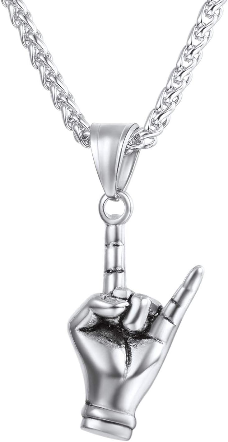 imageU7 Hip Hop Punk Music Necklace Guitar PickGuitarMicrophoneHeadphone Pendant with Chain for Men ampamp Women Stainless Steel RampampB Music Jewelry SilverGoldBlack CustomizableSilver
