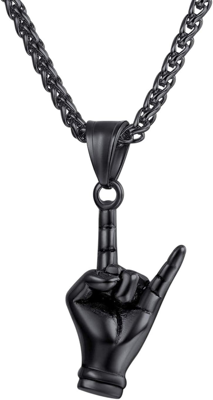 imageU7 Hip Hop Punk Music Necklace Guitar PickGuitarMicrophoneHeadphone Pendant with Chain for Men ampamp Women Stainless Steel RampampB Music Jewelry SilverGoldBlack CustomizableBlack