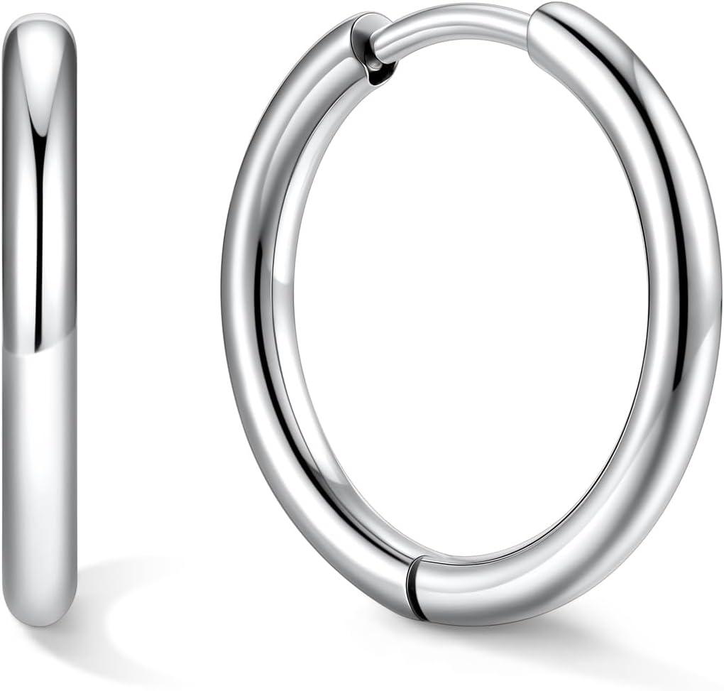 imageU7 Huggie Earrings Small Hoop Earrings for Women Hypoallergenic Stainless Steel SilverGoldBlack Cartilage Earrings for Christmas Gift 78910121416mma Silver A