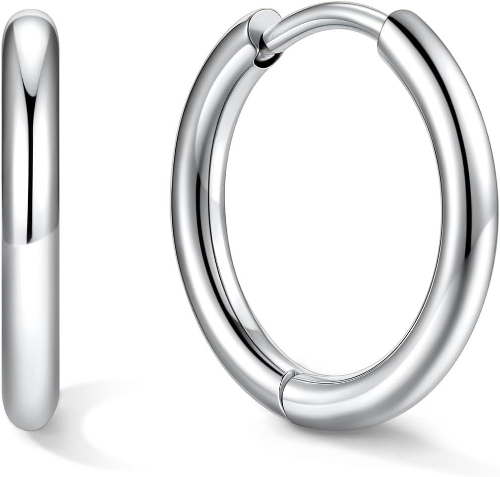 imageU7 Huggie Earrings Small Hoop Earrings for Women Hypoallergenic Stainless Steel SilverGoldBlack Cartilage Earrings for Christmas Gift 78910121416mma Silver A
