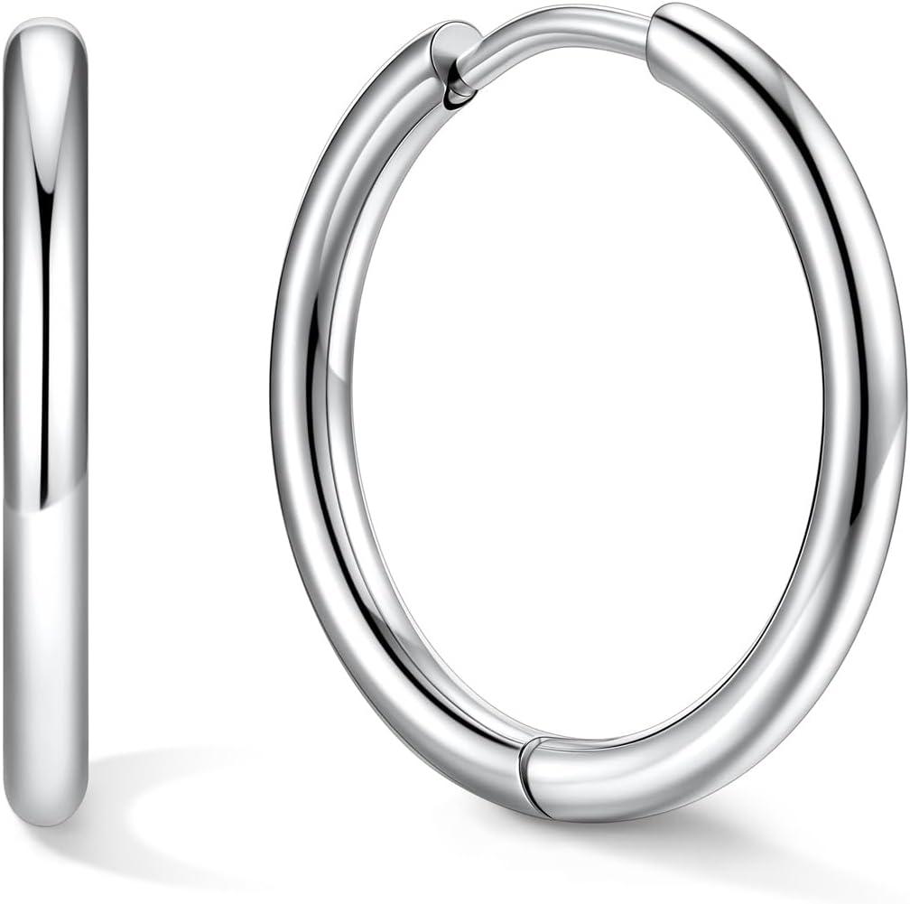 imageU7 Huggie Earrings Small Hoop Earrings for Women Hypoallergenic Stainless Steel SilverGoldBlack Cartilage Earrings for Christmas Gift 78910121416mma Silver A