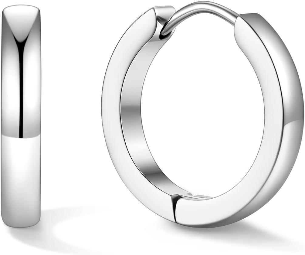 imageU7 Huggie Earrings Small Hoop Earrings for Women Hypoallergenic Stainless Steel SilverGoldBlack Cartilage Earrings for Christmas Gift 78910121416mma Silver B