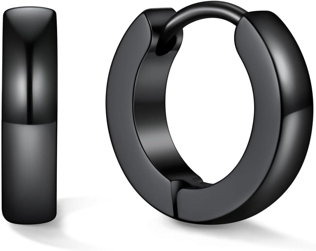 imageU7 Huggie Earrings Small Hoop Earrings for Women Hypoallergenic Stainless Steel SilverGoldBlack Cartilage Earrings for Christmas Gift 78910121416mmb Black B