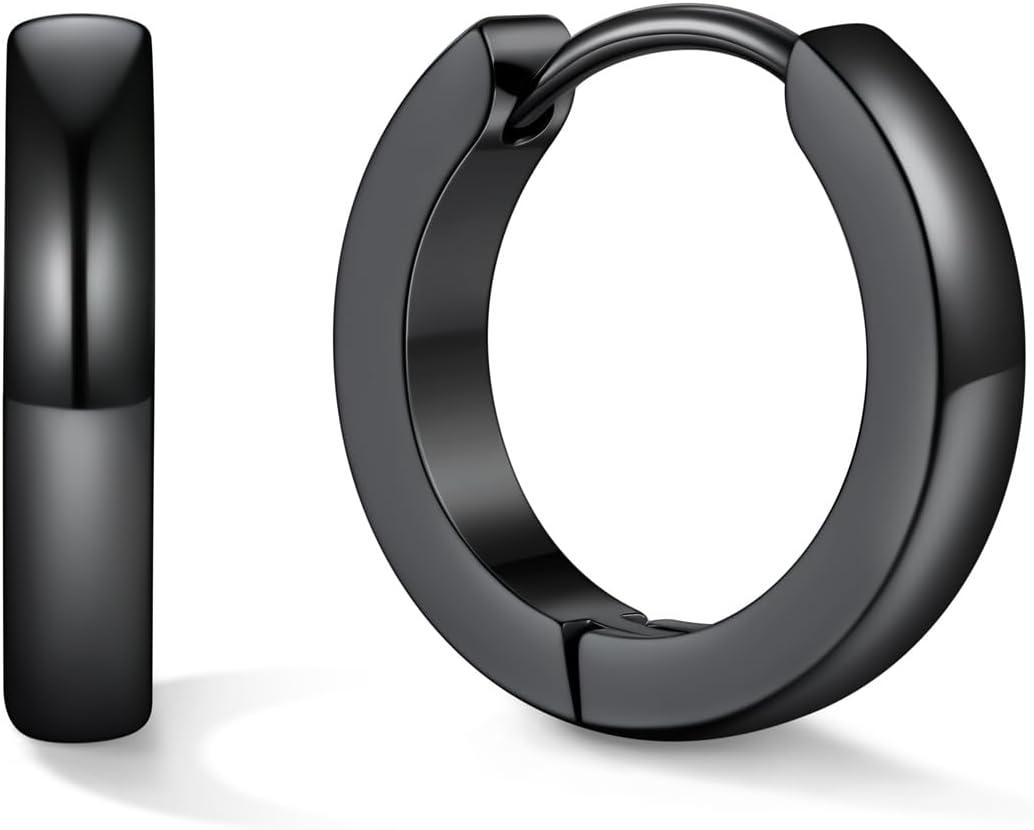 imageU7 Huggie Earrings Small Hoop Earrings for Women Hypoallergenic Stainless Steel SilverGoldBlack Cartilage Earrings for Christmas Gift 78910121416mmb Black B