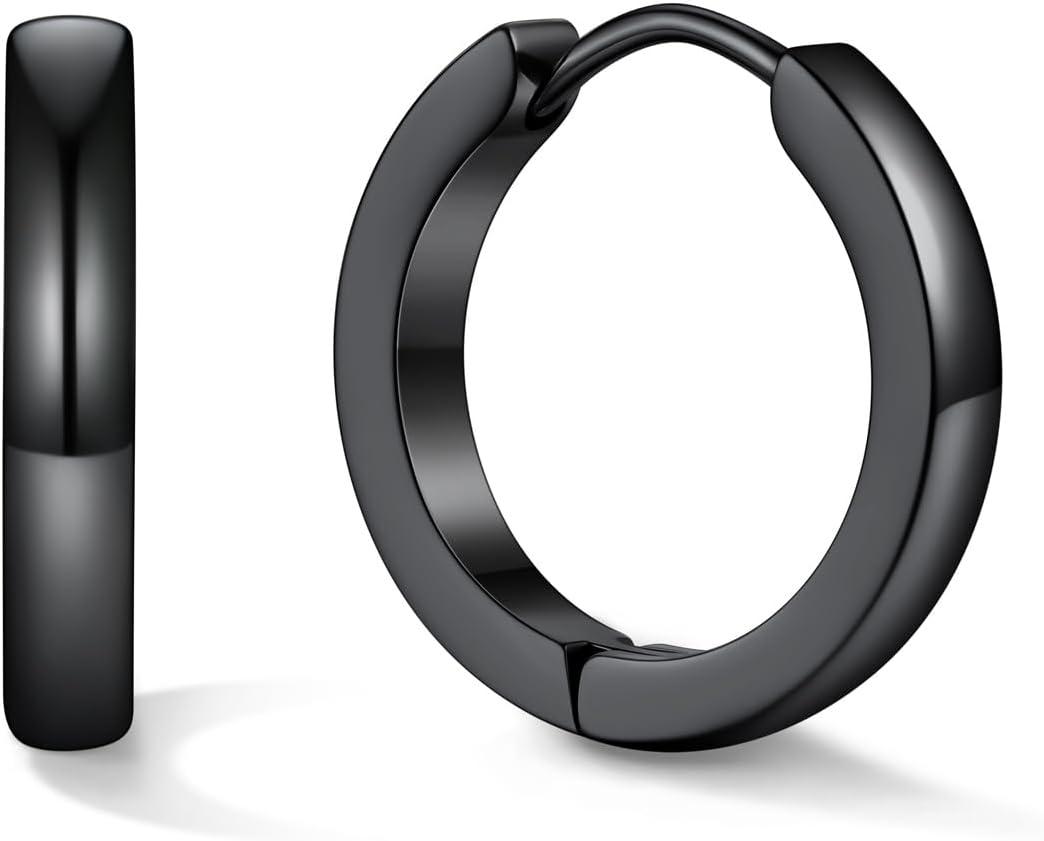 imageU7 Huggie Earrings Small Hoop Earrings for Women Hypoallergenic Stainless Steel SilverGoldBlack Cartilage Earrings for Christmas Gift 78910121416mmb Black B