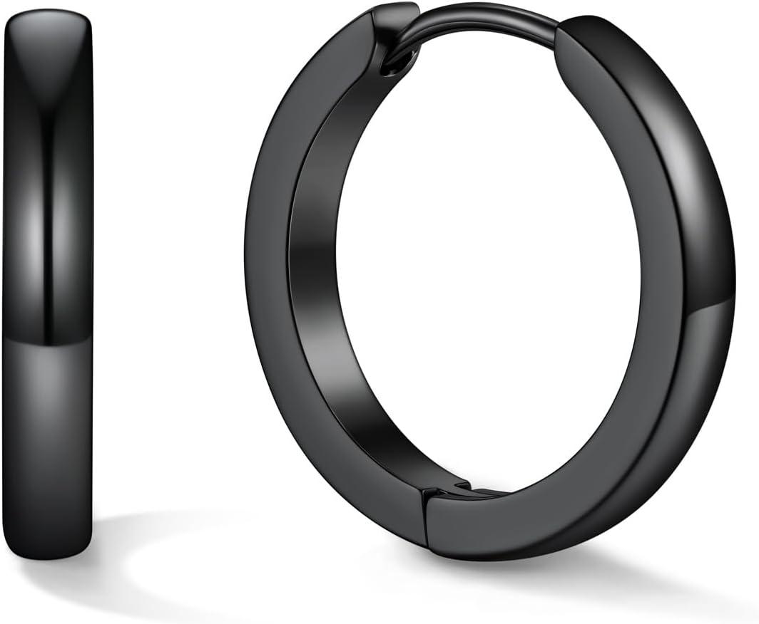 imageU7 Huggie Earrings Small Hoop Earrings for Women Hypoallergenic Stainless Steel SilverGoldBlack Cartilage Earrings for Christmas Gift 78910121416mmb Black B