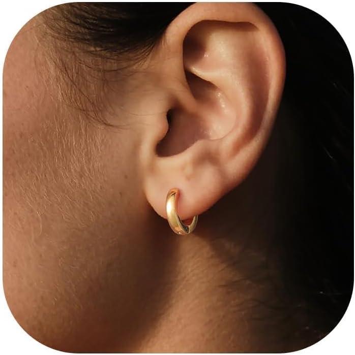 imageU7 Huggie Earrings Small Hoop Earrings for Women Hypoallergenic Stainless Steel SilverGoldBlack Cartilage Earrings for Christmas Gift 78910121416mmc Gold B