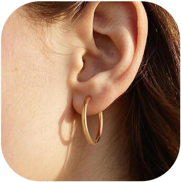 imageU7 Huggie Earrings Small Hoop Earrings for Women Hypoallergenic Stainless Steel SilverGoldBlack Cartilage Earrings for Christmas Gift 78910121416mmc Gold A