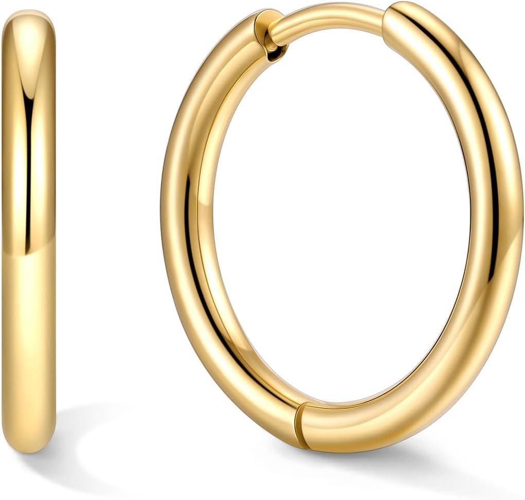 imageU7 Huggie Earrings Small Hoop Earrings for Women Hypoallergenic Stainless Steel SilverGoldBlack Cartilage Earrings for Christmas Gift 78910121416mmc Gold A