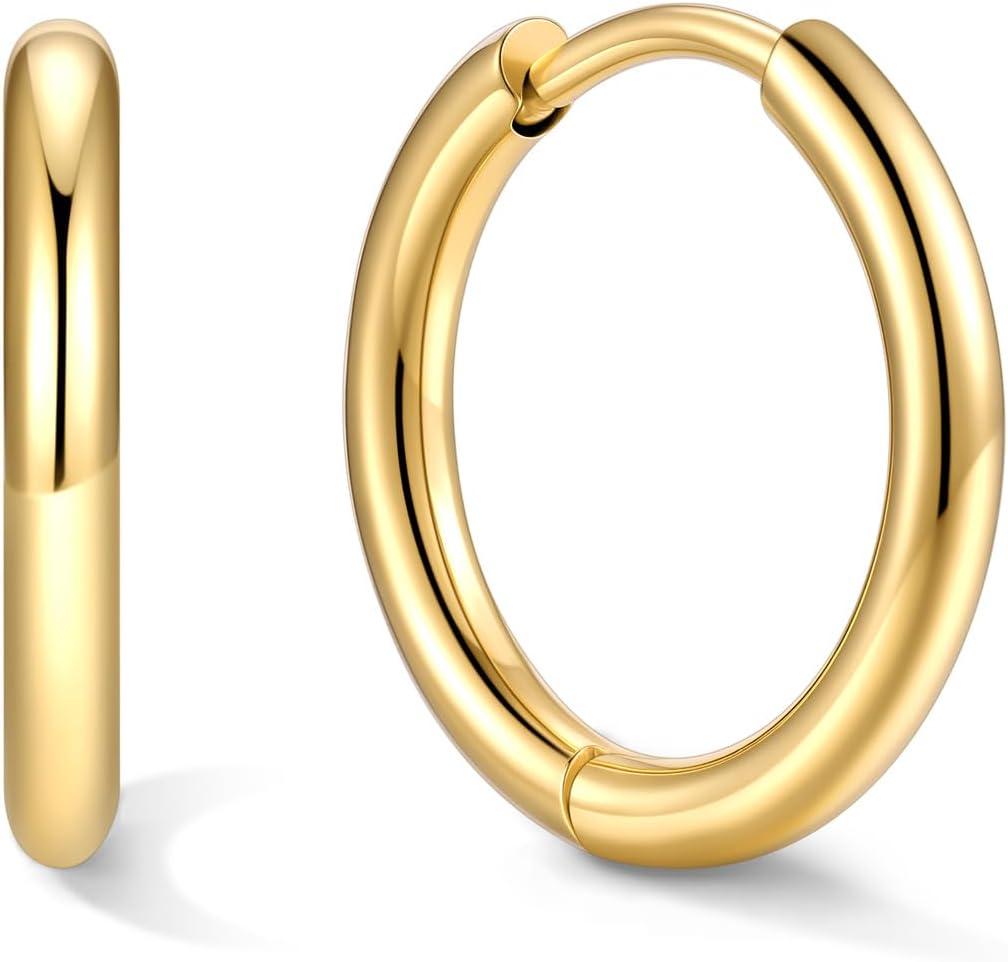 imageU7 Huggie Earrings Small Hoop Earrings for Women Hypoallergenic Stainless Steel SilverGoldBlack Cartilage Earrings for Christmas Gift 78910121416mmc Gold A