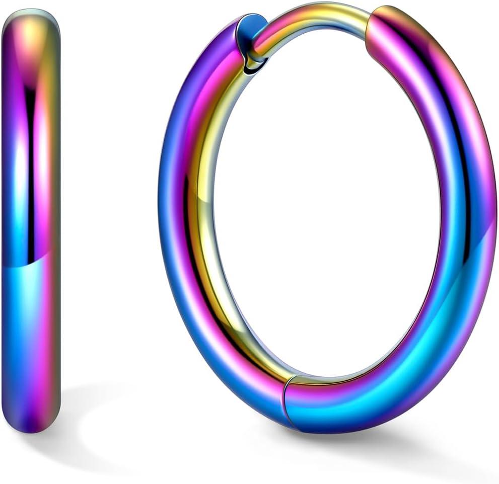imageU7 Huggie Earrings Small Hoop Earrings for Women Hypoallergenic Stainless Steel SilverGoldBlack Cartilage Earrings for Christmas Gift 78910121416mmd Colorful A