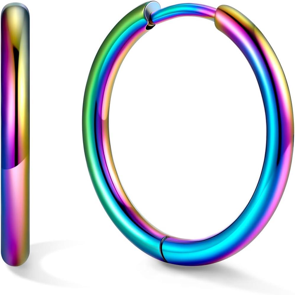 imageU7 Huggie Earrings Small Hoop Earrings for Women Hypoallergenic Stainless Steel SilverGoldBlack Cartilage Earrings for Christmas Gift 78910121416mmd Colorful A