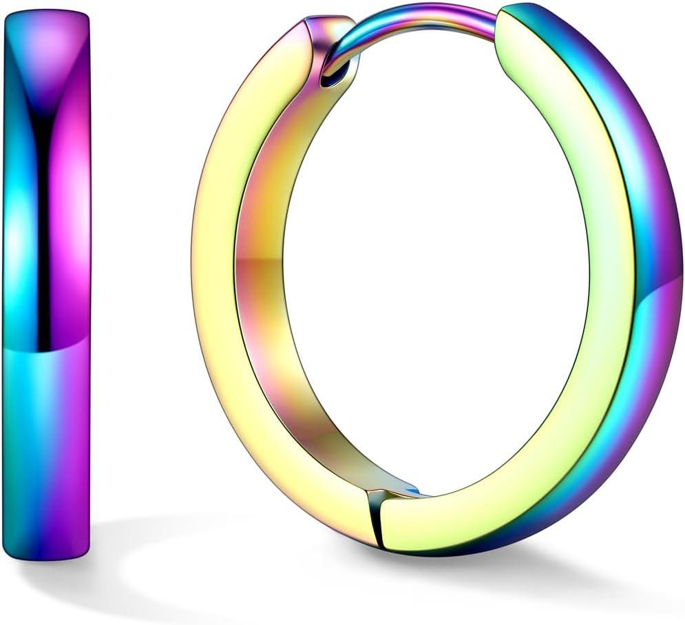 imageU7 Huggie Earrings Small Hoop Earrings for Women Hypoallergenic Stainless Steel SilverGoldBlack Cartilage Earrings for Christmas Gift 78910121416mmd Colorful B