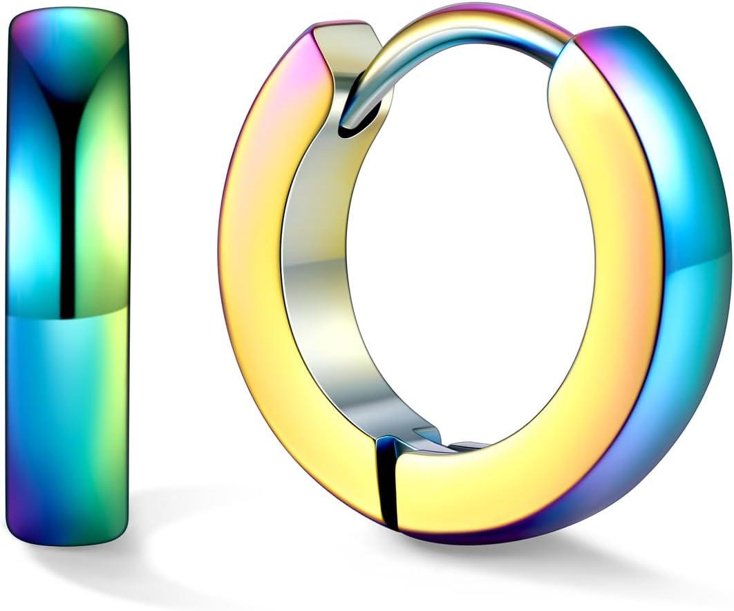 imageU7 Huggie Earrings Small Hoop Earrings for Women Hypoallergenic Stainless Steel SilverGoldBlack Cartilage Earrings for Christmas Gift 78910121416mmd Colorful B
