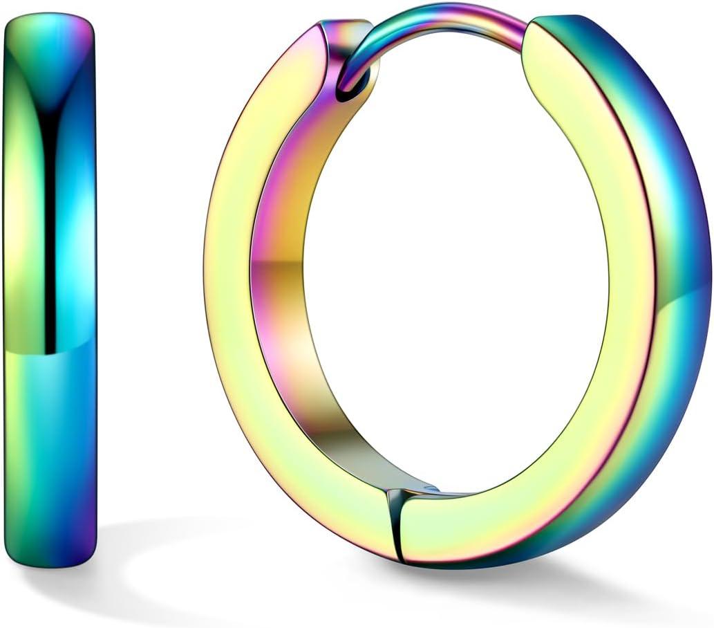 imageU7 Huggie Earrings Small Hoop Earrings for Women Hypoallergenic Stainless Steel SilverGoldBlack Cartilage Earrings for Christmas Gift 78910121416mmd Colorful B