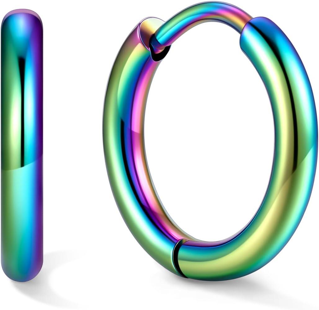 imageU7 Huggie Earrings Small Hoop Earrings for Women Hypoallergenic Stainless Steel SilverGoldBlack Cartilage Earrings for Christmas Gift 78910121416mmd Colorful A