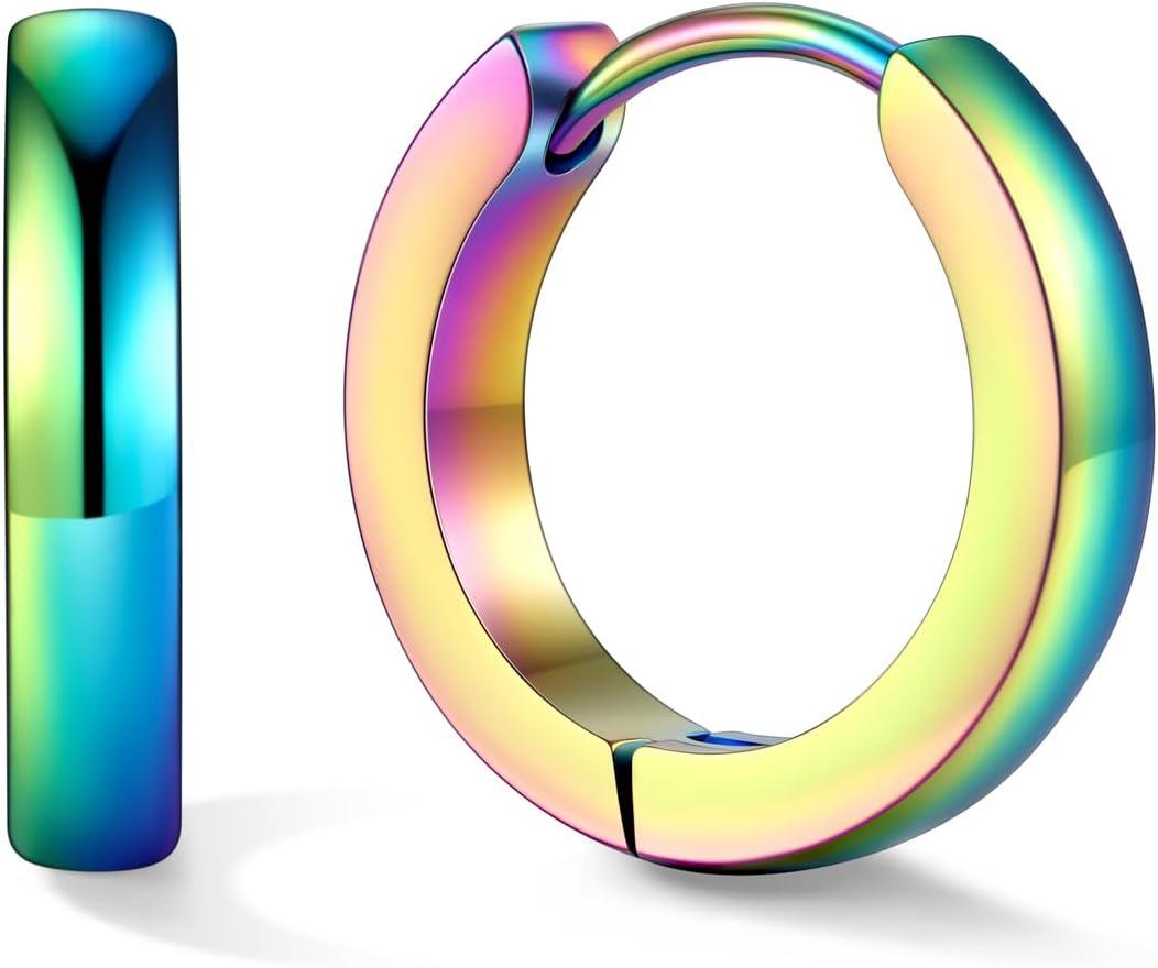 imageU7 Huggie Earrings Small Hoop Earrings for Women Hypoallergenic Stainless Steel SilverGoldBlack Cartilage Earrings for Christmas Gift 78910121416mmd Colorful B