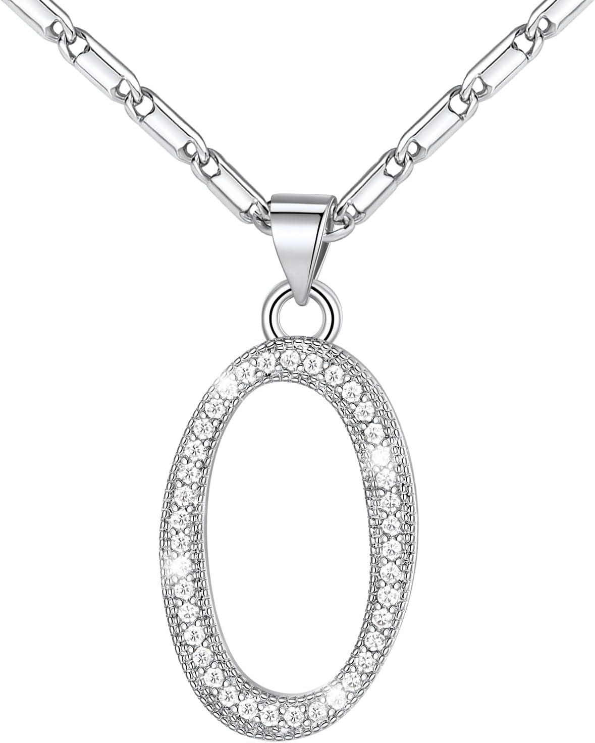 imageU7 Initial Necklace for Women GoldPlatinum Plated CZ Crystal Letter AZ Pendant Necklace Shiny 20 Inch Name Chain Dainty Personalized Jewelry for Men Mom Wife FriendcPremiumSilver