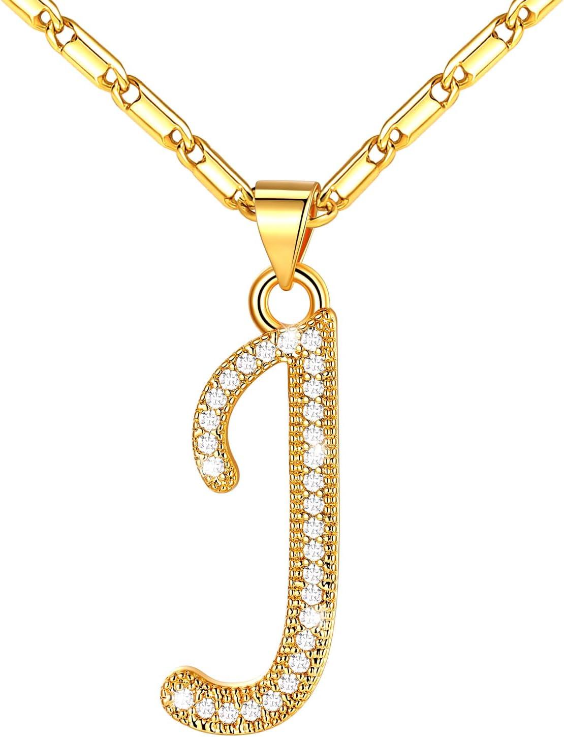 imageU7 Initial Necklace for Women GoldPlatinum Plated CZ Crystal Letter AZ Pendant Necklace Shiny 20 Inch Name Chain Dainty Personalized Jewelry for Men Mom Wife Friendd PremiumGold