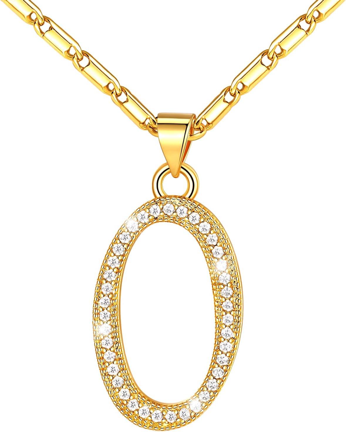 imageU7 Initial Necklace for Women GoldPlatinum Plated CZ Crystal Letter AZ Pendant Necklace Shiny 20 Inch Name Chain Dainty Personalized Jewelry for Men Mom Wife Friendd PremiumGold