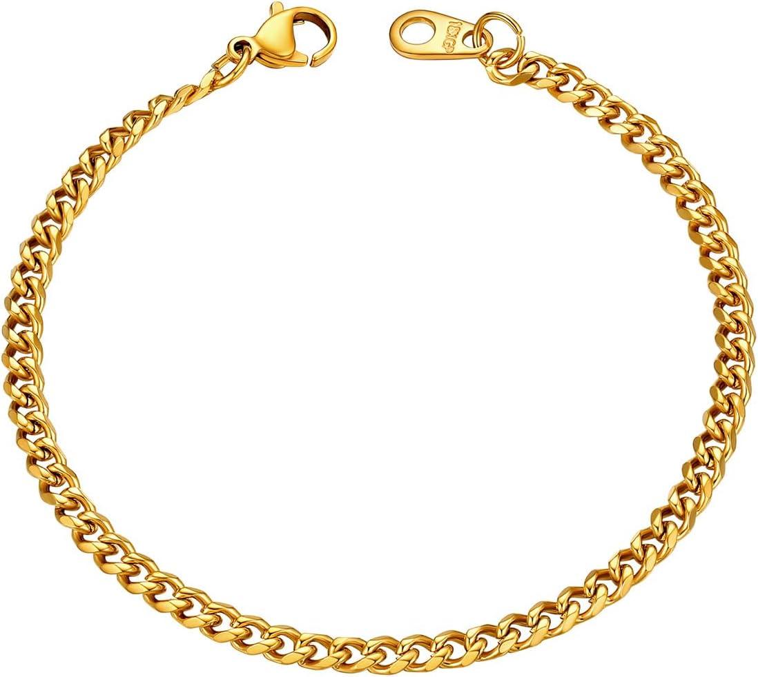 imageU7 Link Bracelets for Men Cuban LinkRopeWatch Band Solid Bracelet Silver Black Gold Color Wrist Bracelet 3691215mm Width 657583 Inch Length Hand Chain Jewelry for Mens Womenc Cuban 35mmGold