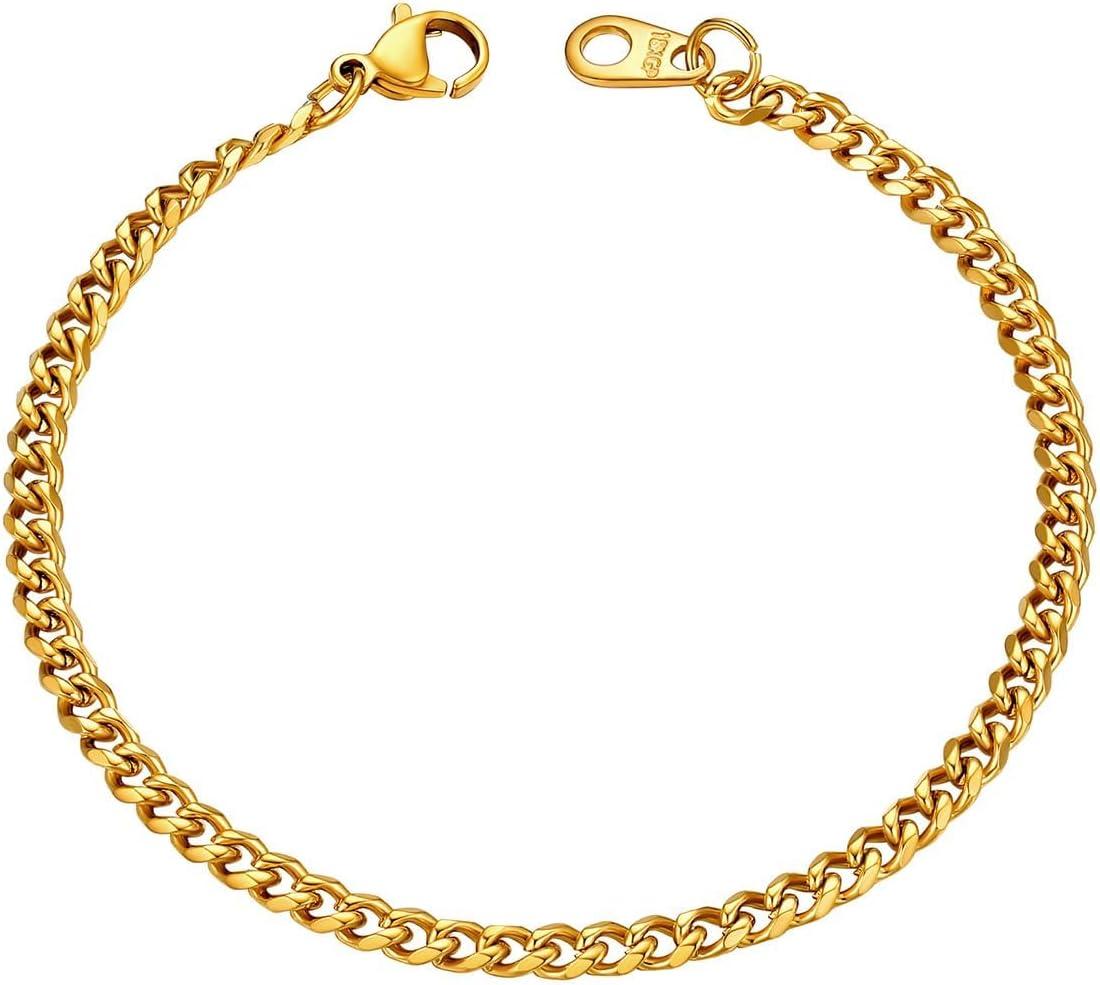 imageU7 Link Bracelets for Men Cuban LinkRopeWatch Band Solid Bracelet Silver Black Gold Color Wrist Bracelet 3691215mm Width 657583 Inch Length Hand Chain Jewelry for Mens Womenc Cuban 35mmGold