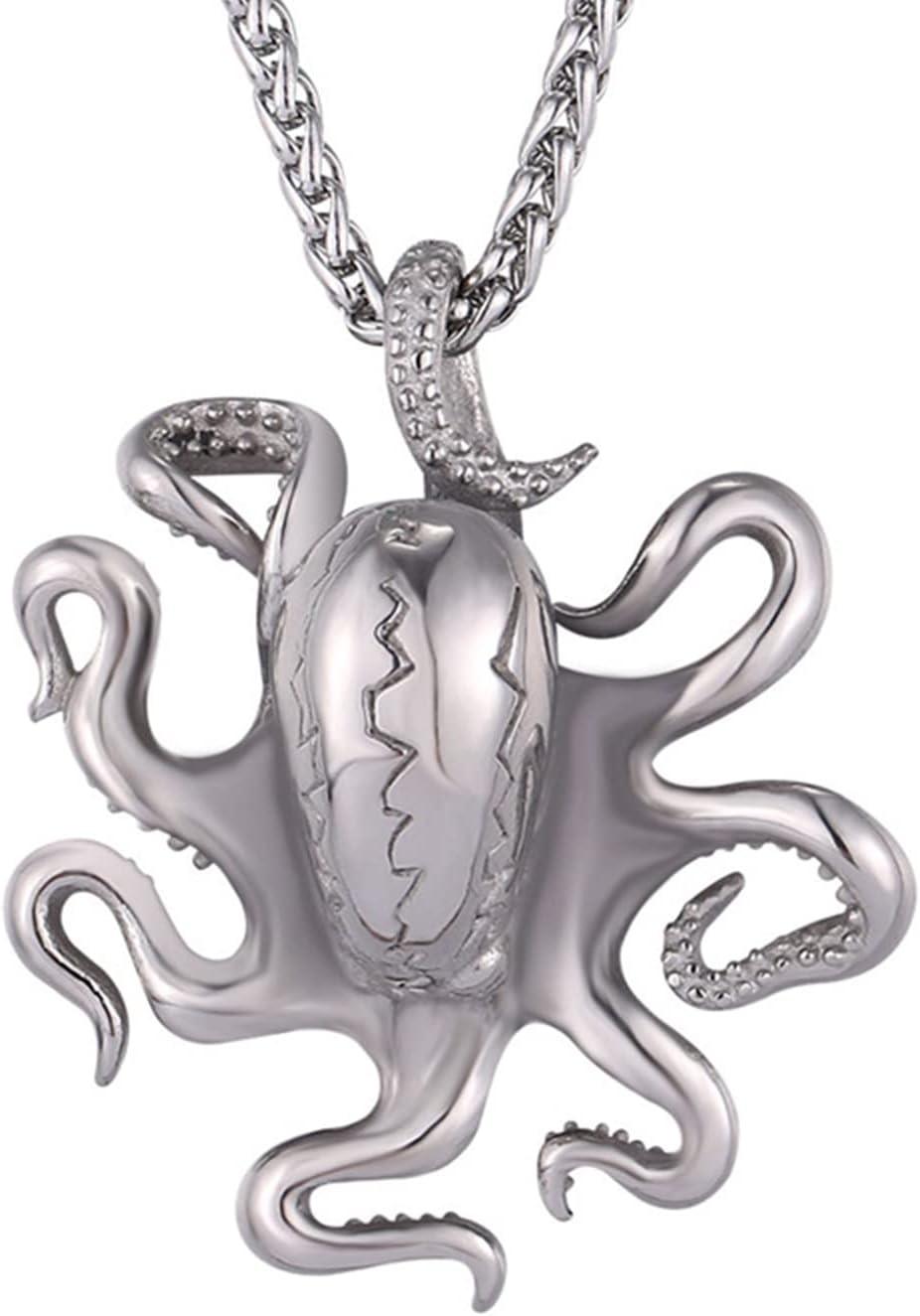 imageU7 Men Pendant Necklaces Stainless Steel Necklace for Men Cool Guitar Pick SkullAlligator Dinosaur Skeleton Tyrannosaurus RexGothic SkullOctopusEvil Demon Hannya Mask Pendant with ChainSilver