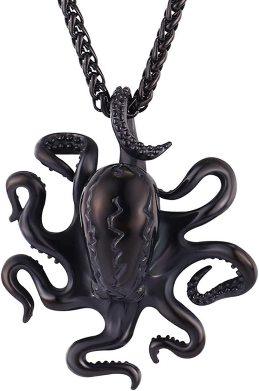 imageU7 Men Pendant Necklaces Stainless Steel Necklace for Men Cool Guitar Pick SkullAlligator Dinosaur Skeleton Tyrannosaurus RexGothic SkullOctopusEvil Demon Hannya Mask Pendant with ChainBlack