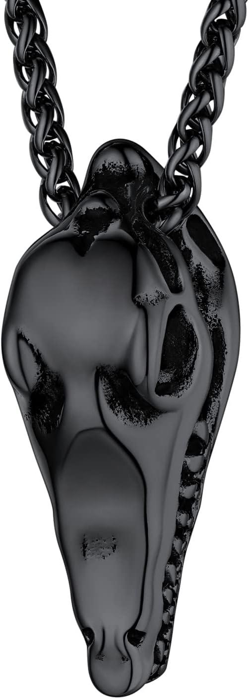 imageU7 Men Pendant Necklaces Stainless Steel Necklace for Men Cool Guitar Pick SkullAlligator Dinosaur Skeleton Tyrannosaurus RexGothic SkullOctopusEvil Demon Hannya Mask Pendant with ChainBlack