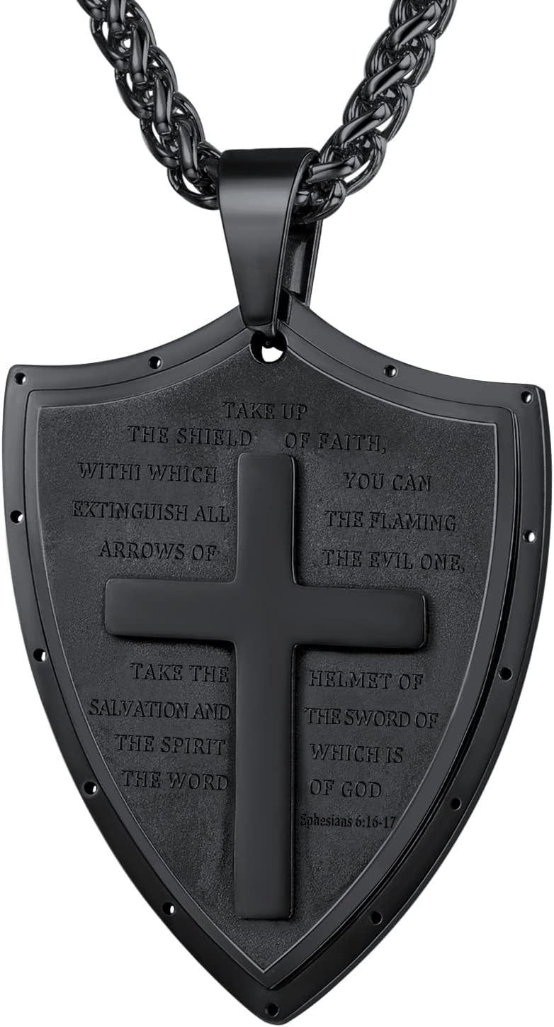 imageU7 Saint BenedictMichael Medal Necklace 316L Stainless Steel Virgin Mary Necklace for Men Women Bible Verse Protection Necklace Catholic Jewelry22quot24quot Adjustable03 Black
