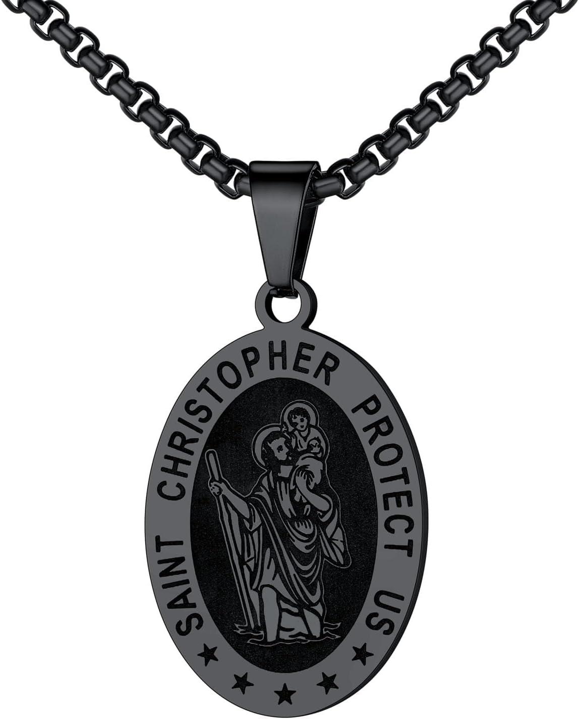imageU7 Saint BenedictMichael Medal Necklace 316L Stainless Steel Virgin Mary Necklace for Men Women Bible Verse Protection Necklace Catholic Jewelry22quot24quot Adjustable03 Black