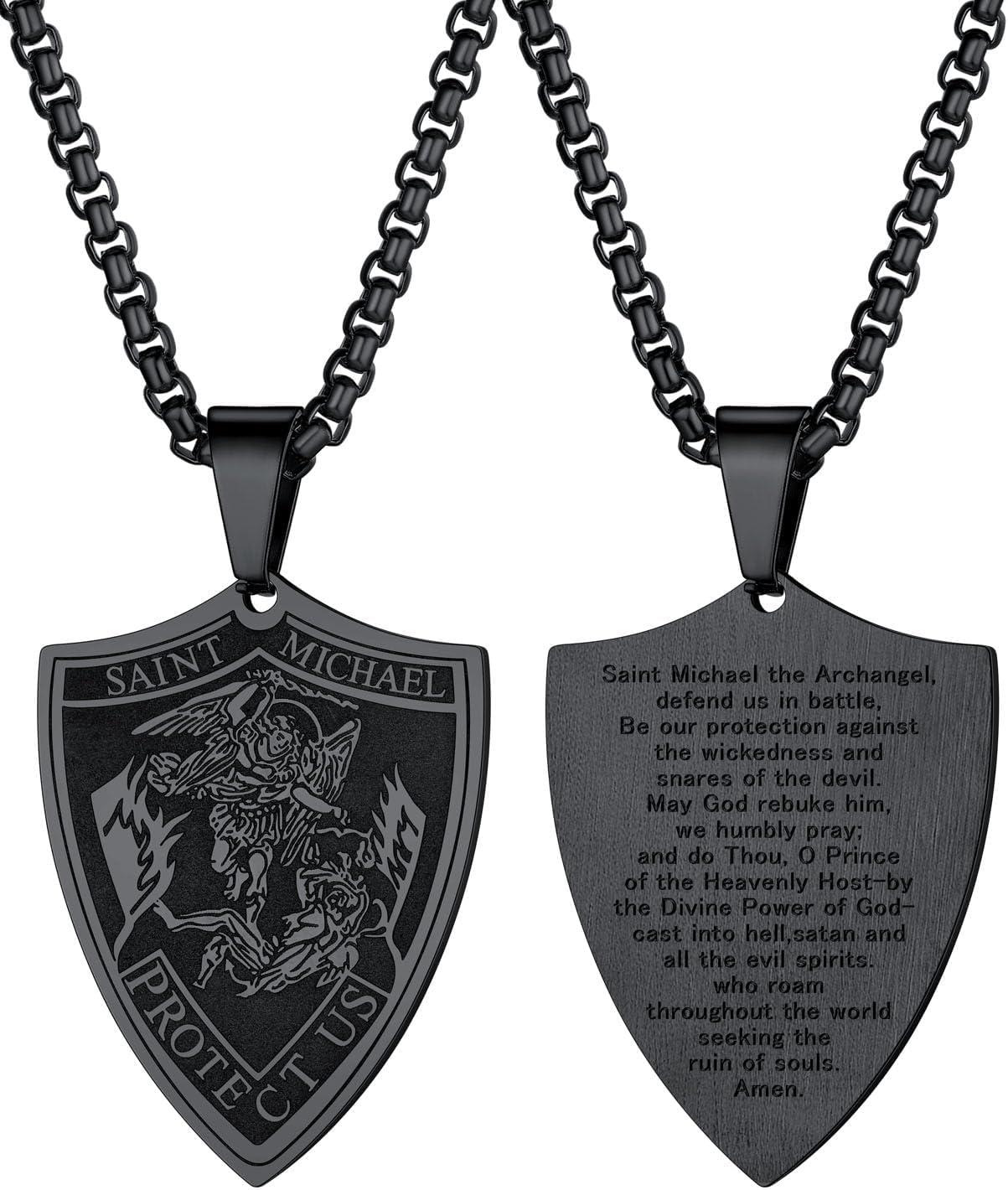 imageU7 Saint BenedictMichael Medal Necklace 316L Stainless Steel Virgin Mary Necklace for Men Women Bible Verse Protection Necklace Catholic Jewelry22quot24quot Adjustable03 Black