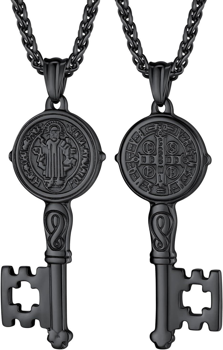 imageU7 Saint BenedictMichael Medal Necklace 316L Stainless Steel Virgin Mary Necklace for Men Women Bible Verse Protection Necklace Catholic Jewelry22quot24quot Adjustable03 Black