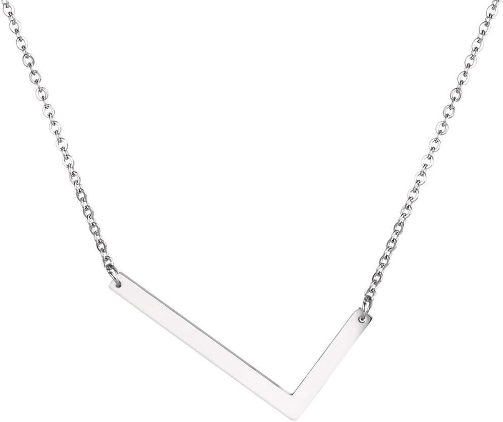imageU7 Sideways Large Initial Necklaces for Women Big Letter Script Name Necklaces Stainless Steel 18K Gold Plated Pendant Monogram NecklaceSilver