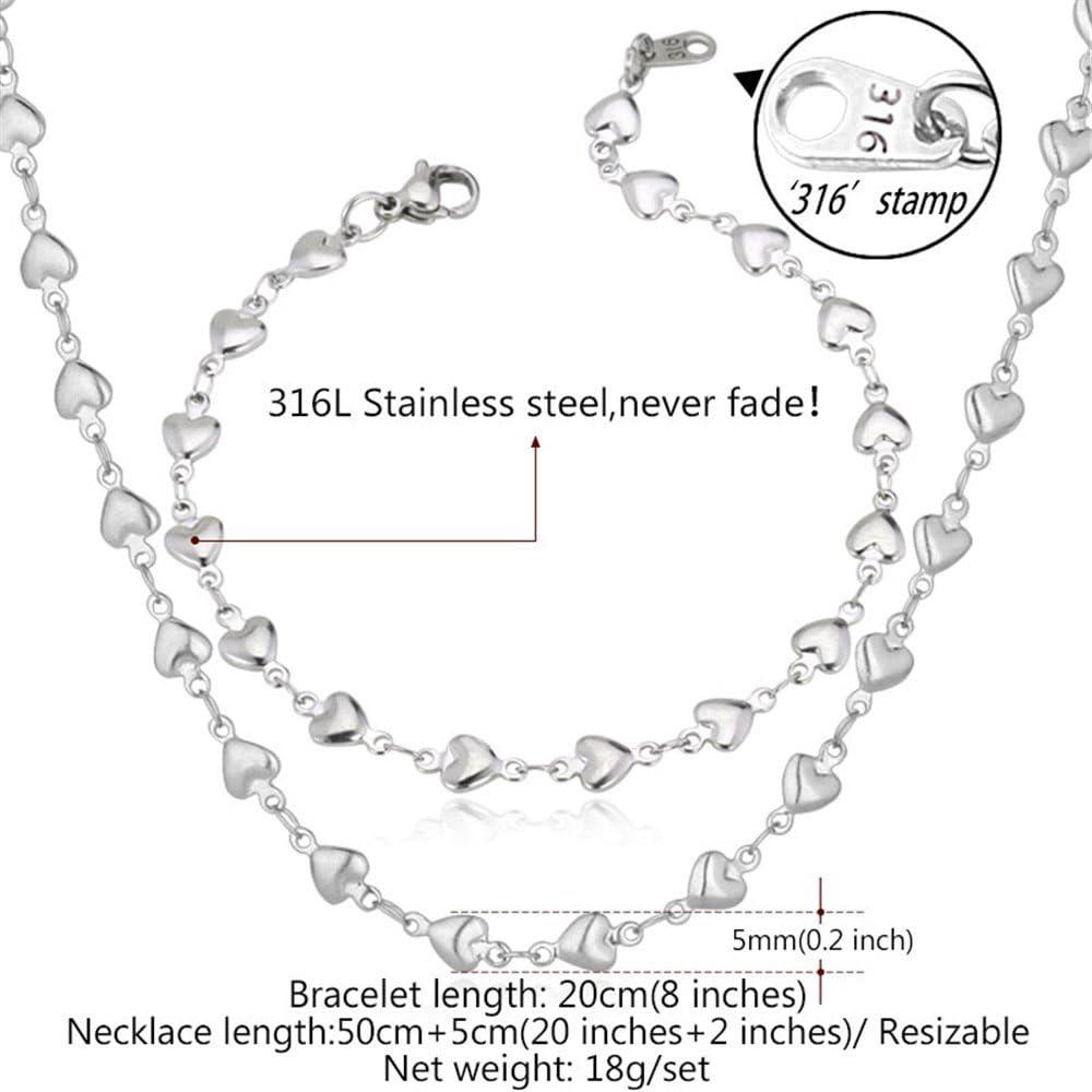 imageU7 Stainless Steel Jewelry Chain Link Bracelet ampamp Heart Necklace