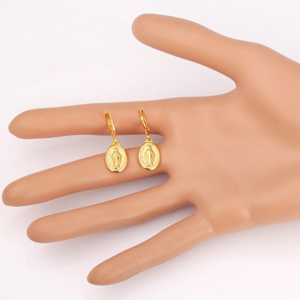 imageU7 Wome Ear Fashion Jewelry 18K Gold Plated Virgin Mary Drop Earrings