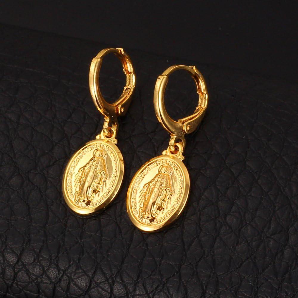 imageU7 Wome Ear Fashion Jewelry 18K Gold Plated Virgin Mary Drop Earrings