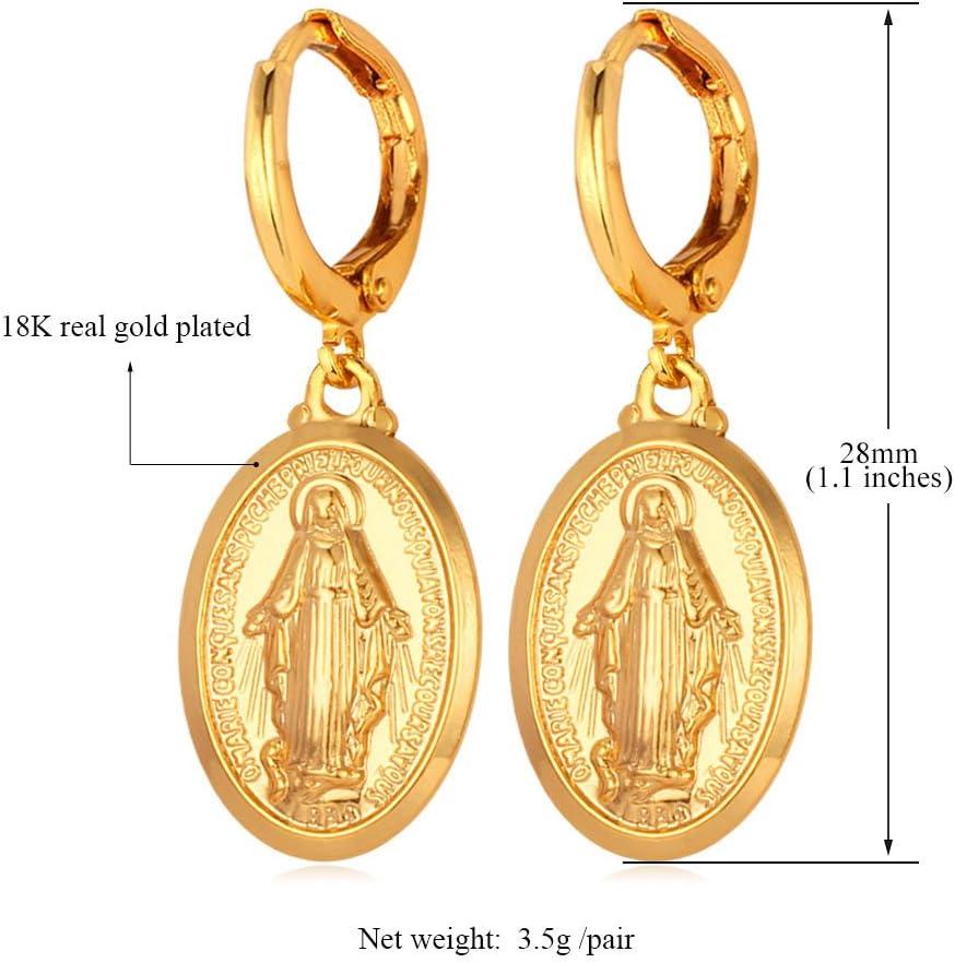 imageU7 Wome Ear Fashion Jewelry 18K Gold Plated Virgin Mary Drop Earrings