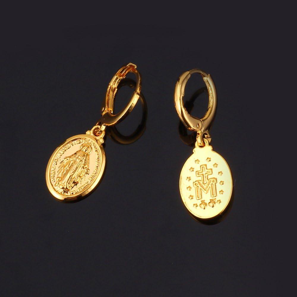 imageU7 Wome Ear Fashion Jewelry 18K Gold Plated Virgin Mary Drop Earrings