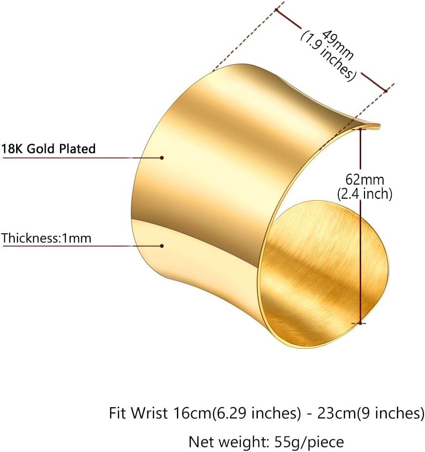 imageU7 Women Wide Armband Bangle Stainless SteelGold Plated Statement Party JewelryUpper Arm Cuffs Chunky Bracelet 3060MM Wide Open Cuff Bracelets