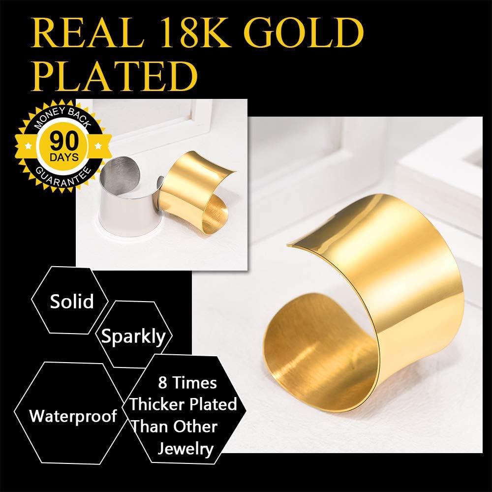 imageU7 Women Wide Armband Bangle Stainless SteelGold Plated Statement Party JewelryUpper Arm Cuffs Chunky Bracelet 3060MM Wide Open Cuff Bracelets