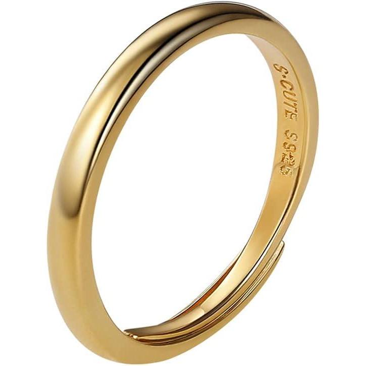 imageSILVERCUTE 925 Sterling Silver Band Rings Cat Rings for WomenAdjustable 925 Silver18K Gold Plated Band RingCatPanda Ring25mm Band RingGold