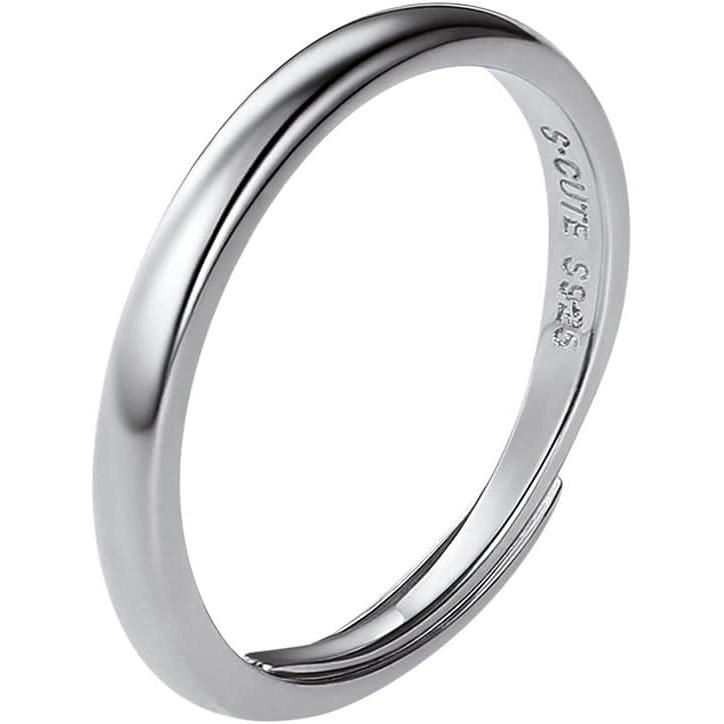 imageSILVERCUTE 925 Sterling Silver Band Rings Cat Rings for WomenAdjustable 925 Silver18K Gold Plated Band RingCatPanda Ring25mm Band RingSilver