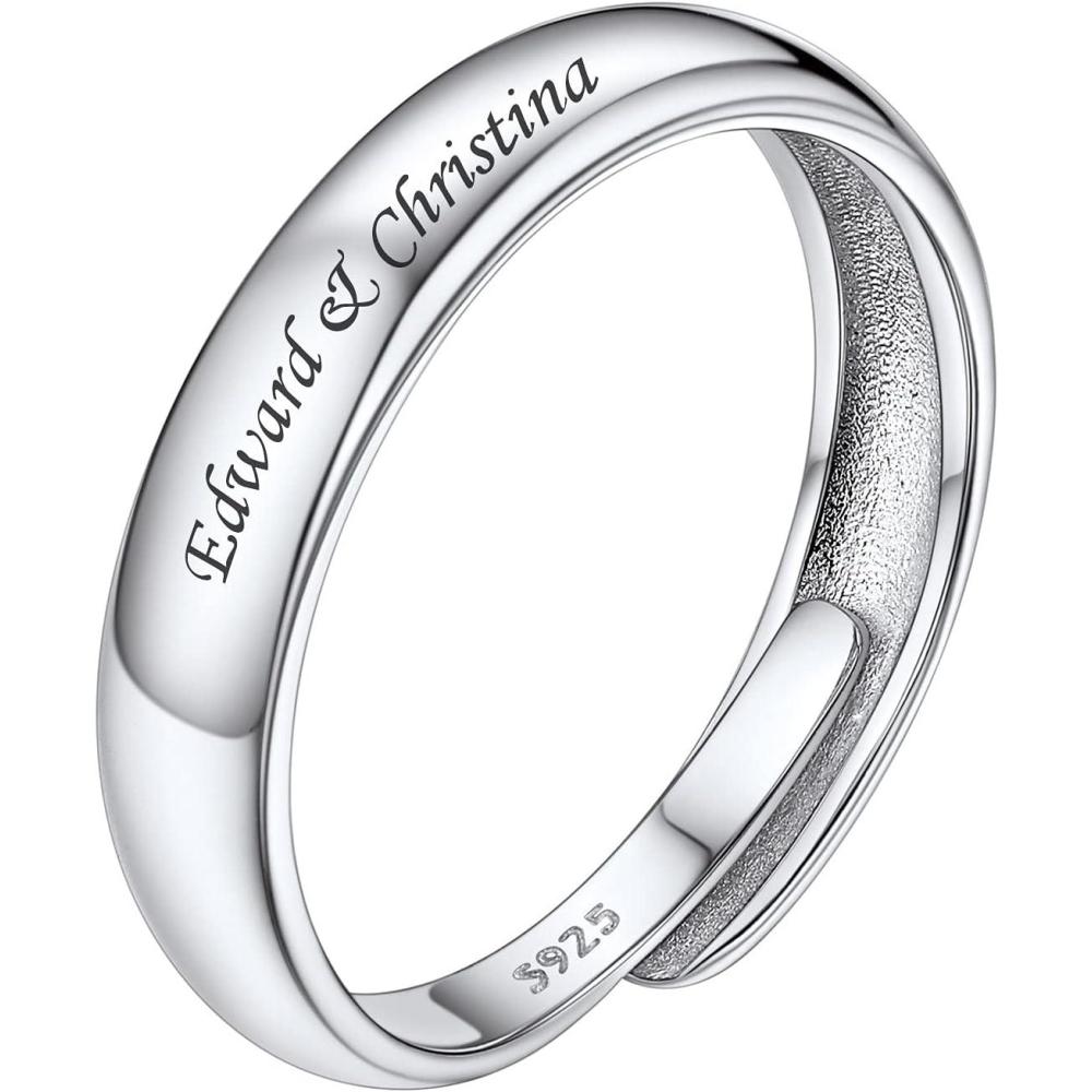 imageSILVERCUTE 925 Sterling Silver Band Rings Cat Rings for WomenAdjustable 925 Silver18K Gold Plated Band RingCatPanda Ring4mm Band RingSilver Custom