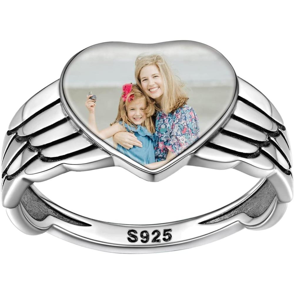 imageSILVERCUTE 925 Sterling Silver Band Rings Cat Rings for WomenAdjustable 925 Silver18K Gold Plated Band RingCatPanda RingHeartWingSilver Custom