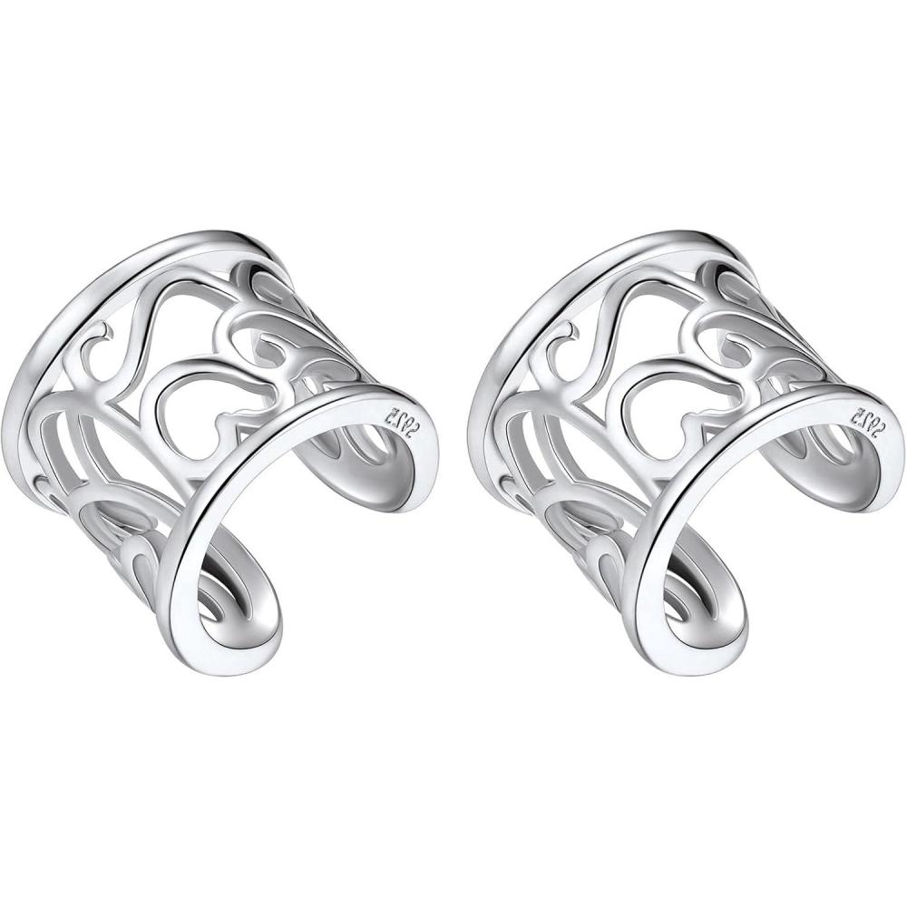 imageSILVERCUTE 925 Sterling Silver Earrings for WomenSilver CatDinosaurDevil HornLeafSnakeSkeleton Various Stud Earrings or Ear Cuffs19Celtic knot cuff1 pair