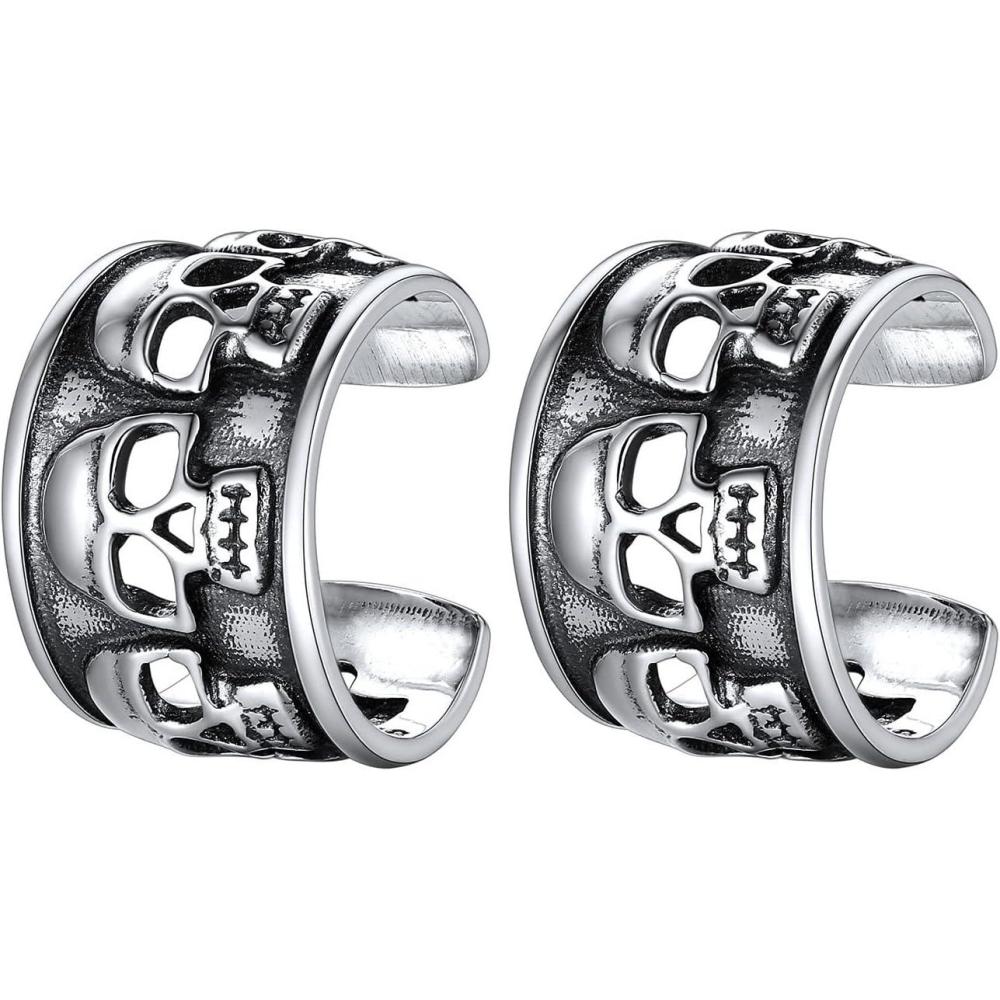 imageSILVERCUTE 925 Sterling Silver Earrings for WomenSilver CatDinosaurDevil HornLeafSnakeSkeleton Various Stud Earrings or Ear CuffscSkulls cuff1 pair